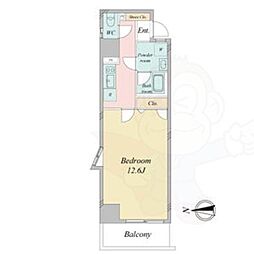 BSRESIDENCESAKAE 1Kの間取図画像