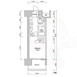 ザ・パークハビオ新栄 1Kの間取図画像