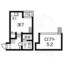 シープレーリー 1Kの間取図画像