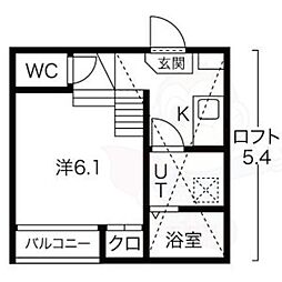サイプレスト松原町 1Kの間取図画像