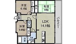 瑠璃光ビル 3LDKの間取図画像