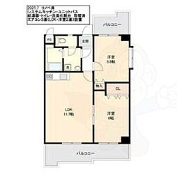 レジデンス代官町スクエア 2LDKの間取図画像