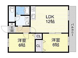 レジデンス代官町スクエア 2LDKの間取図画像