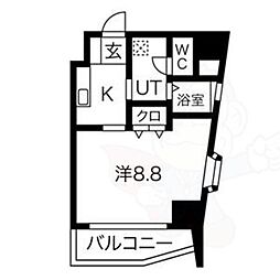 アビタシオン鶴舞 1Kの間取図画像
