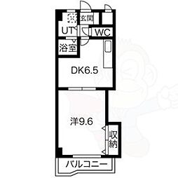 レジデンス黒龍 1DKの間取図画像
