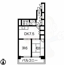 ロータリーマンション栄 2DKの間取図画像