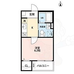 アロウ内浜町 1Kの間取図画像