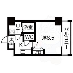 RESIDENCIA泉 1Kの間取図画像