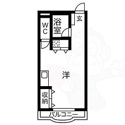 横堀ハイム ワンルームの間取図画像