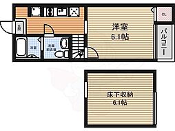 ヴェリテール本陣 1Kの間取図画像