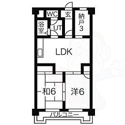 エトワール八田 2SLDKの間取図画像