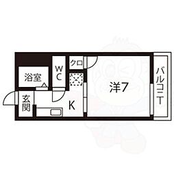 タウニィー・浪打 1Kの間取図画像