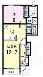 ガーデンハウスタカ 1LDKの間取図画像