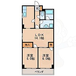 アーバンハイツ葵 2LDKの間取図画像