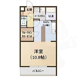 リリーローサ ワンルームの間取図画像
