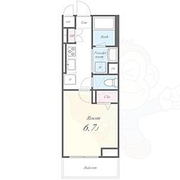 アスピラシオン尾頭橋 1Kの間取図画像