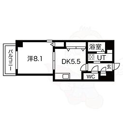 プライムコート栄生 1DKの間取図画像