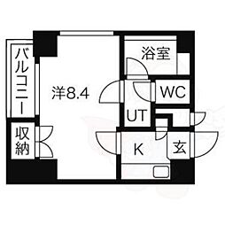 パックス今池 1Kの間取図画像
