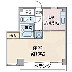 山の手荘 1DKの間取図画像