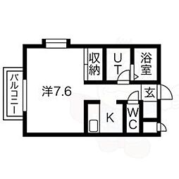 ラフォーレ萩原 ワンルームの間取図画像
