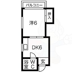 明治第11ビル 1DKの間取図画像
