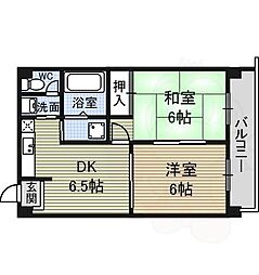 グランドステータス林 2DKの間取図画像