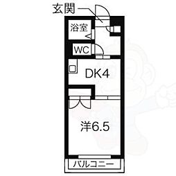 メゾンドマルキーズ 1DKの間取図画像