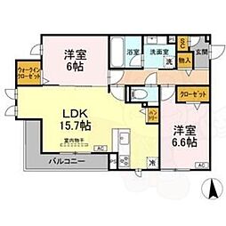 グラシオン 2LDKの間取図画像