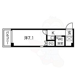 キャピタル上前津 1Kの間取図画像