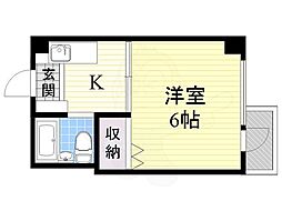 中西ビル 1Kの間取図画像