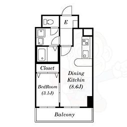 ラドゥセール今池 1LDKの間取図画像