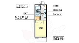レオパレスルミエール筒井 1Kの間取図画像