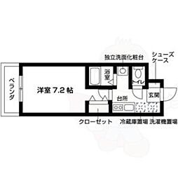 ル・レーヴ向山2 1Kの間取図画像