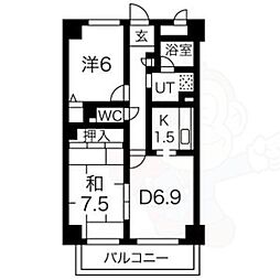 グレース堀田 2DKの間取図画像