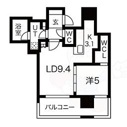 ローレルタワー名古屋栄 1LDKの間取図画像
