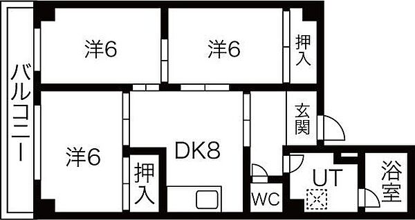 ファーストコート御所西 2-C｜京都府京都市上京区今出川通堀川東入飛鳥井町(賃貸マンション3LDK・2階・66.05㎡)の写真 その2