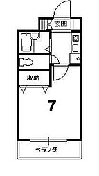 二条CUBE 4階1Kの間取り
