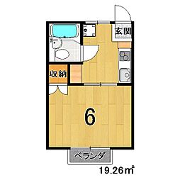 リッチリバーかも 1Kの間取図画像