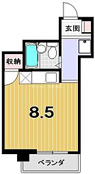 メゾンドリュート ワンルームの間取図画像