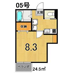 ルミノール西陣 1Kの間取図画像