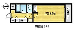 ニューポート内田 2階1Kの間取り