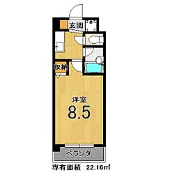 メゾン・チェリー 4階1Kの間取り