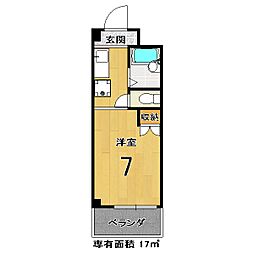 井上マンション 3階1Kの間取り