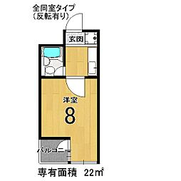 ビラ・アペックス京都竹田 1Kの間取図画像