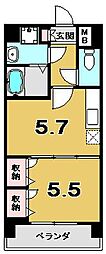 ヒーリングタワー七条大宮 1DKの間取図画像