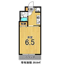 フレーヴァー深草 1Kの間取図画像