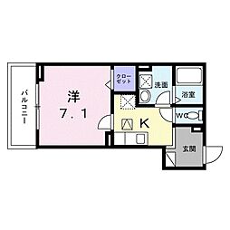 ヒカルサ京都大宮中林I 1Kの間取図画像