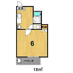 華陽ハイツ ワンルームの間取図画像
