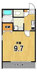 クレシェンテ京大北 2階1Kの間取り