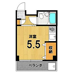 鈴木ロジングス ワンルームの間取図画像
